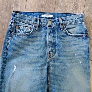 GRLFRND Blue Cropped Ankle Jeans with Vintage Distressing